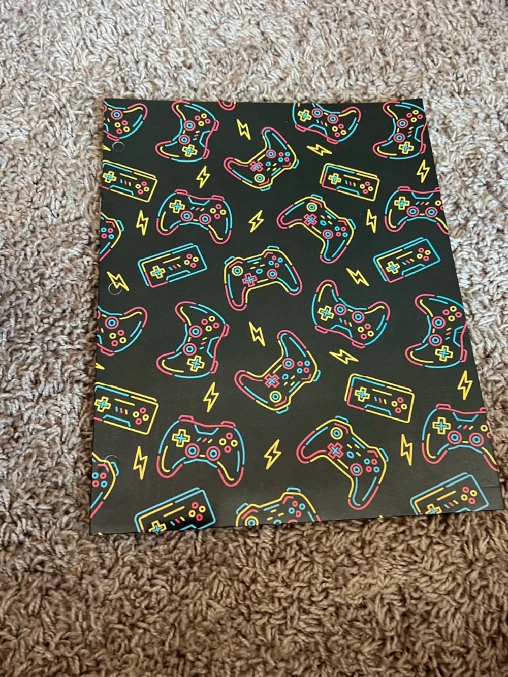 Black Gaming Controller Pattern folder- Multicolor Print